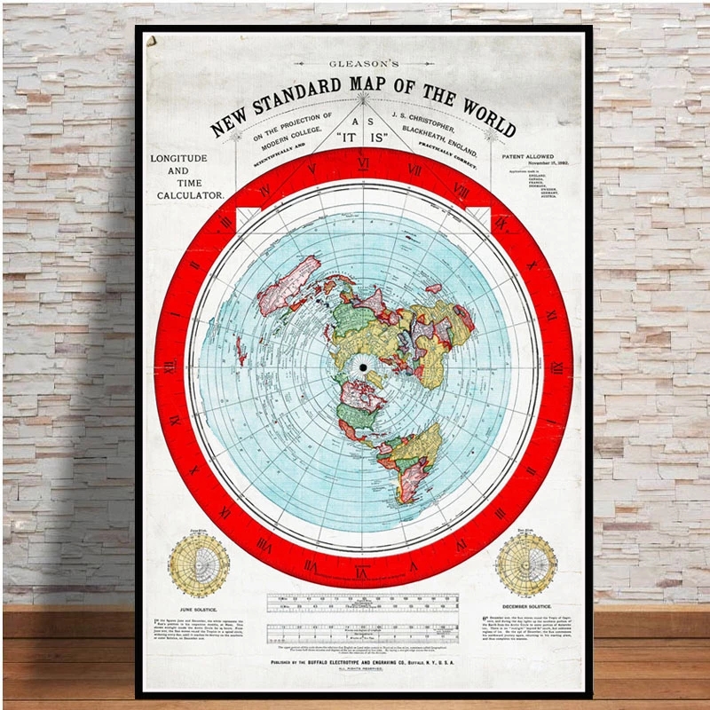 Star Map Poster - 포스터 및 인쇄 1892 플랫 지구지도