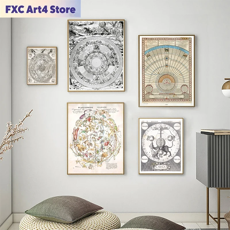 Star Map Poster - 프레임리스 빈티지 점성술 별 차트 포스터