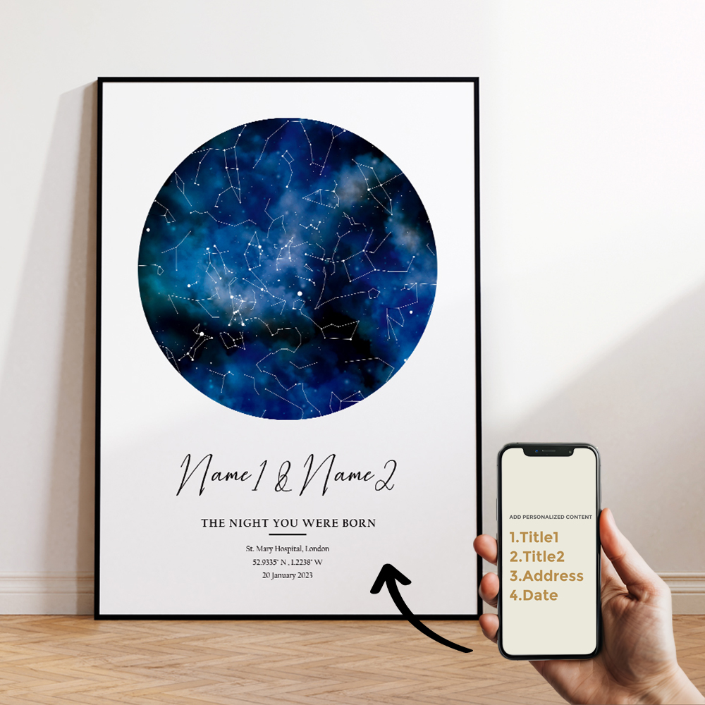 현대적인 맞춤형 개인화된 밤하늘 별 지도 벽 예술 캔버 - Star Map Poster 리뷰 및 가격