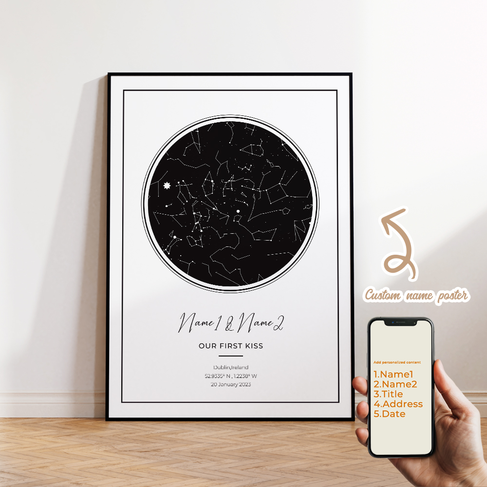 현대적인 맞춤형 개인화된 밤하늘 별 지도 벽 예술 캔버 - Star Map Poster 리뷰 및 가격